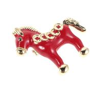 Uonlytech Broche Cheval Vintage Rouge en Cuivre - Épingle de Costume Rétro pour Femme, Broche Décorative Chinoise Amulette, Accessoire Élégant pour Fêtes et Manteaux