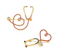 Uonlytech Broche Décorative Stéthoscope Cœur En Alliage Électrocardiogramme, Lot De 2 Pièces, Broche Infirmière Médecin, Présent Professionnel Pour Tenue Médicale