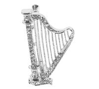 Uonlytech Broche Instrument Harpiste Cristal Alliage Élégante Femme Accessoire Costume Cérémonie Mode Détaillée