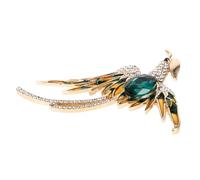 Uonlytech Broche Oiseau Mythique Pour Vêtements Femme Chic, Métal Allié Solide, Épingle Animale Élégante, Accessoire Mode Pour Soirée Et Tenue Quotidienne, Finition Cristaux Verts, Taille Moyenne
