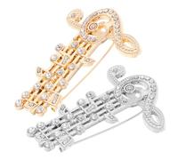 Uonlytech Broches Pour Femmes En Métal Avec Cristaux, Broche De Note De Musique, Lot De 2, Accessoires De Festival, Décoration Vêtement Élégante, Taille Standard