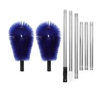 Uonlytech Brosse de Gouttière Réglable Manche Télescopique, Kit 6 Sections 2 Têtes Bleues, Outil de Nettoyage pour Gouttières et Canalisations Pluviales, Brosse Allongée pour Entretien