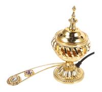 Uonlytech Brûleur D'Encens Électrique en Métal Doré 7.5 Pouces Support Vintage pour Maison Bureau Décoration Intérieure Design Rétro sans Fumée Ambiance Apaisante