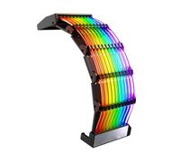 Uonlytech Câble D'extension ATX 24 Broches Argb Lumineux pour Boîtier Pc, Accessoire Informatique pour Gamers, Câble Gainé d'alimentation Matx RGB Compatible Synchronisation, Éclairage