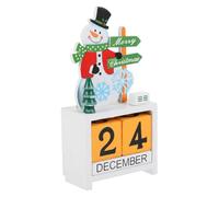 Uonlytech Calendrier de Bureau Animé Calendrier de L'avent Jaune en Bois Décor de Table Figures Festives Rappel des Fêtes Chambre