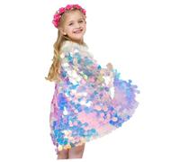 Uonlytech Cape à Sequins Arc-ciel Fille Manteau Licorne pour Spectacle Fête Anniversaire Déguisement Coloré