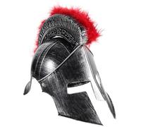 Uonlytech Casque de Guerrier Romain Argenté Taille Unique, Accessoire Cosplay pour Costume de Soldat Romain Adulte, Chapeau de Casque Viking et Guerrier pour Fêtes Costumées, Carnaval