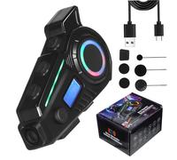 Uonlytech Casque Moto sans Fil avec Microphone Enceintes Étanches Appels Mains Musique GPS LED Sécuritaires Accessoire Dirtbike Ergonomique et Léger