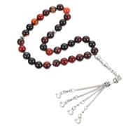 Uonlytech Chapelet Musulman en Agate Naturel 33 Perles, Bracelet en Alliage Spécial, Design Somptueux pour Prières Lors de Grandes Réunions Musulmanes