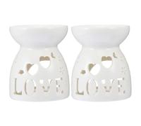 Uonlytech Chauffe-Huile Électrique en Céramique Blanc 2pcs pour Aromathérapie Diffusion Rapide de Parfum, Design Décoratif Délicat Bureau et Espace de Travail