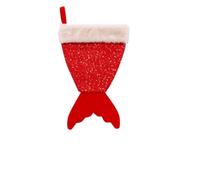 Uonlytech Chaussette de Noël Suspendue, Pochette Suspendue Sirène, Rouge, Tricotée à Paillettes, pour Chocolats et Bonbons, Garçon et Filles et Amis, Fêtes de Noël en Famille