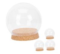 Uonlytech Cloche en Verre Sphérique Ø12 Cm Bouchon en Liège, Couverture de Fleurs Stabilisées, Vitrine Décorative pour Fleurs Éternelles, Décor Maison et Fête, Lot de 4 Pièces