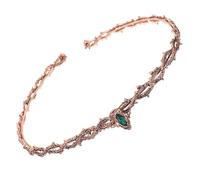 Uonlytech Coiffe Médiévale Vintage à Épines Réglable en Métal Cuivre Rouge Ancien Strass Verts, Couronne pour Femmes, Accessoire Costume Médiéval, Mariage et Cosplay