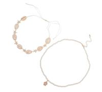 Uonlytech Collier de Perles Coquillage Bohème en Plastique à Double Couche pour Adolescentes et Femmes, Accessoire D'été Plage Tortue, Bijou Ras du Cou Vacances, Taille Unique