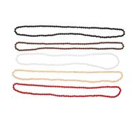 Uonlytech Collier de perles en bois 5 pièces : perles rondes en bois de 8 mm, collier tribal africain unisexe - brin de rustiques décontractées pour la mode ethnique de fête hip-hop