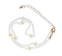 Uonlytech Collier De Perles Tissées Créatif Femme Chaîne De Clavicule Fleurs Marguerites Blanches Accessoire De Bijoux Élégant Pour Occasions Spéciales