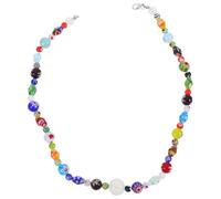 Uonlytech Collier en Verre Artisanal Perles Multicolores, Collier pour Femmes, Bijou Fantaisie DIY Élégant, Accessoire Mode pour Fêtes et Occasions Spéciales