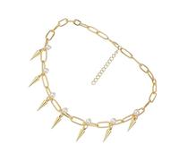 Uonlytech Collier Femme Ras Cou Chic avec Pendentif Clavicule Élégant Forme de Cône Doré Plaqué Mode Créative