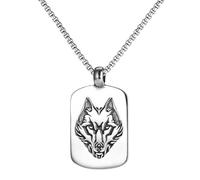 Uonlytech Collier Loup Punk Vintage en Acier Titane Pendentif Tête de Loup 3X55 CM Chaîne Carrée Style Viking pour Homme Bijoux Vikings pour Fête et Usage Quotidien