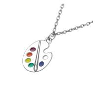 Uonlytech Collier Peinture Artistique Créatif En Alliage Solide Pour Élève En Art, Bijou Original Pour Usage Quotidien Et Occasions Spéciales, Pendentif Palette De Peinture Détaillée