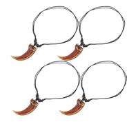 Uonlytech Collier Pendentif Fausse Dent Unisexe Punk Résine Cordon Noir Ciré Ajustable Bijou Léger Adolescent Adulte Usage Quotidien et Voyage Lot de 4