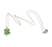 Uonlytech Collier Trèfle à Quatre Pierre Semi-Précieuse Vert Cœur Pendentif pour Femme et Fille Accessoire Polyvalent et Léger