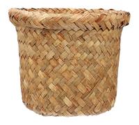 Uonlytech Corbeille à Déchets Tressée en Jonc de Mer Orange Petite Poubelle Ronde 15X12 CM Seau à Déchets Résistant à L'Usure pour Bureau et Chambre Panier Décoratif Multifonction