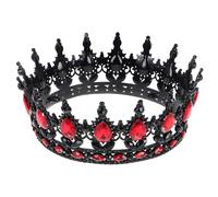 Uonlytech Couronne Baroque Noire et Rouge en Alliage Léger Diadème de Mariée en Cristaux Accessoire Coiffure Vintage pour Mariage et Anniversaire Couronne Élégante et Festive pour Femmes