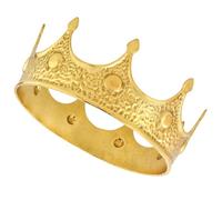 Uonlytech Couronne d'anniversaire Vintage en Alliage Finition Antique Taille Unique Couleur Or Ancien Couronne de Roi Rétro pour Cosplay et Fêtes Accessoire Costume Prince et Reine