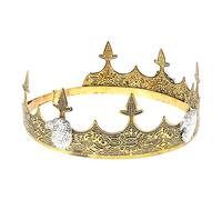 Uonlytech Couronne Royale Vintage pour Hommes Couronne de Prince en Métal Doré Antique Taille Unique Accessoire de Costume pour Mariage Anniversaire Bal et Cosplay Délicate et Légère