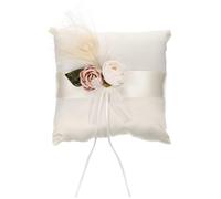 Uonlytech Coussin D'alliances en Satin Blanc Fleurs Délicates et Nœud Élégant, Porte-bagues pour Cérémonie de Mariage, Décor et Protection des Alliances et Bracelets, pour Clubs et Maisons