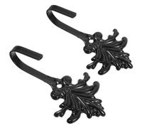 Uonlytech Crochets Muraux en Fer Robustes Motif Feuille, 1 Paire, Finition Noir Mat, Crochets Rideaux Polyvalents, Patères Rustiques pour Salle de Bain et Décoration Intérieure