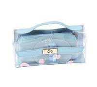 Uonlytech De Cosmétique De Papeterie Scolaire Trousse De Maquillage Trousse De Toilette Transparente Trousses De Maquillage Transparentes De Maquillage Portable Blue