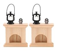 Uonlytech Décoration de cheminée pour Maison de poupée : Meubles Miniatures en Bois, Lampe à pétrole Vintage et Horloge sur Accessoires de cheminée, Mini-Maison de Noël.