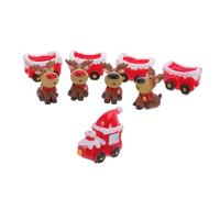 Uonlytech Décoration de Noël avec Train Résine et Figurines de Rennes Assis et Debout Miniature Hivernale pour Table et Sapin Scène de Neige Festive pour Maison et Fête de Noël