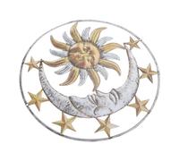 Uonlytech Décoration Murale Soleil et Lune en Fer Jaune, Ornement Artisanal Résistant sans Déformation ni Décoloration pour Jardins et Maisons