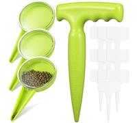 Uonlytech Distributeur de Graines Manuel Réglable 14 Pièces 1 Poinçon, 3 Semoirs, 10 Étiquettes Résistantes pour Jardinage, Outil Portatif de Plantation avec Plantoir de Précision