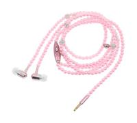 Uonlytech Écouteurs Auriculaires avec Micro Et Chaîne Perlée Écouteurs Antibruit avec Télécommande pour Sport Et Voyage Rose