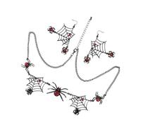 Uonlytech Ensemble Boucles D’Oreilles Puces et Collier Araignée en Alliage Créatif Motif Toile D’Araignée 2 Pièces Bijou Femme Halloween Accessoire Soirée Cosplay et Fête Fantômes