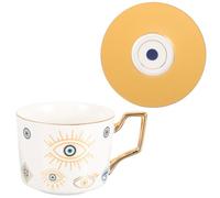 Uonlytech Ensemble de 3 Tasses à Café en Céramique Œil Mystique Comprenant Tasse à Café Tasse à Latte et Design Vintage Unique pour Maison et Bureau et Présent