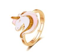 Uonlytech Ensemble de Bijoux Licorne pour Femmes Collier en Alliage Doré Bracelet Élastique Multicolore Bague Ajustable Accessoire Mode pour Fêtes et Soirées Présent Original et Solide