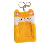 Uonlytech Ensemble De Cartes De Grenouille De Dessin Animé Couverture Protecteur Manche Mignon Badge Porte-Cartes Support De Carte D'identité Pochettes De Cartes Porte-Parole Jaune Peluche