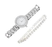 Uonlytech Ensemble De Montres-Bracelets pour Femme en Acier Inoxydable Argenté Cadran Blanc, Bijoux Décoratifs Incrustés De Diamants, Coffret Élégant pour Fête Et Sorties