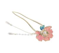 Uonlytech Épingle à Cheveux Chinoise en Émail Forme U Fleur de Pivoine, Stable et Confortable, Accessoire Élégant pour Femmes Lors de Banquets et Fêtes