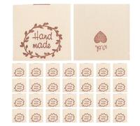 Uonlytech Étiquettes Faites Main en Coton Beige Couronne Brodée, Lot de 50 Pièces pour Couture, Vêtements, Poupées et Paquet - Étiquettes Tissées Résistantes pour Projets de Tricot