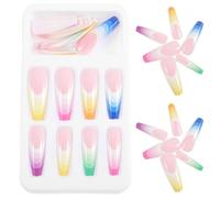 Uonlytech Faux Ongles Arc-en-ciel Extra Longs pour Garçon et Filles en Abs, 24 Pièces Brillantes et Élégantes, Vie Quotidienne et L'exposition en Salon