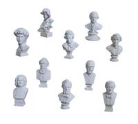 Uonlytech Figurine Miniature en Résine Et Statue Buste en Plâtre, Lot de 10 Pièces, Blanc 7 Cm, Artisanat De Portrait, Aide à l'enseignement Artistique, Décoration Intérieure
