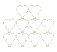 Uonlytech Guirlandes de Fleurs DIY - 10 Cerceaux Floraux en Métal Doré 3 MM 25 CM de Cœur et Lune avec Base en Bois - Décoration de Mariage Centre de Table Fournitures pour Artisanat