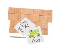Uonlytech Jeu Alphabet Bois Tables De Traçage Jeu Association De Mots Anglais Jouet pour Garçon Fille Blocs Orthographe Cartes Apprentissage