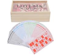 Uonlytech Jeu D’échecs de Bingo Russe Portable pour Garçon et Filles et Famille, Plateau en Bois Compact, Cartes Numérotées, Jeu de Société Éducatif, Animation Fête et Voyage, Coffret 1 Set